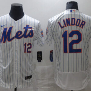 Men New York Mets #12 Francisco Lindor White Flex Base Stitched MLB Jersey