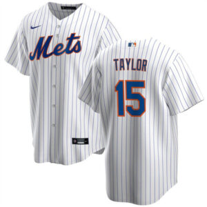 Men New York Mets #15 Tyrone Taylor White Cool Base Stitched Baseball Jersey