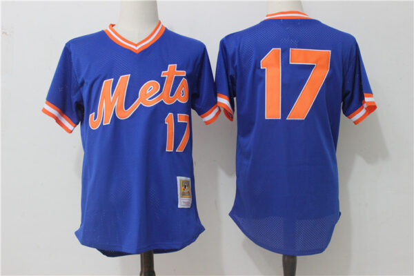 Men New York Mets #17 Keith Hernandez Mitchell & Ness Royal Cooperstown Mesh Batting Practice Stitched MLB Jersey