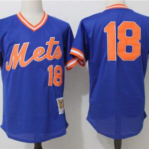 Men New York Mets #18 Darryl Strawberry Mitchell & Ness Royal Cooperstown Mesh Batting Practice Stitched MLB Jersey