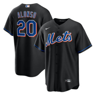 Men New York Mets #20 Pete Alonso 2022 Black Cool Base Stitched Baseball Jersey