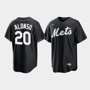 Men New York Mets #20 Pete Alonso Black Cool Base Stitched Baseball Jersey