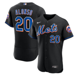 Men New York Mets #20 Pete Alonso Black Flex Base Stitched Jersey