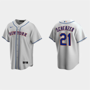 Men New York Mets #21 Max Scherzer Gray Cool Base Stitched Baseball Jersey