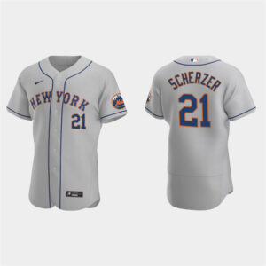 Men New York Mets #21 Max Scherzer Gray Flex Base Stitched Jersey