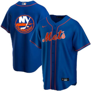 Men New York Mets & Islanders Blue Cool Base Stitched Baseball Jersey