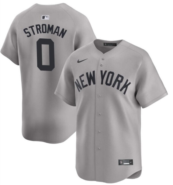 Men New York Yankees #0 Marcus Stroman Gray Cool Base Stitched Baseball Jersey