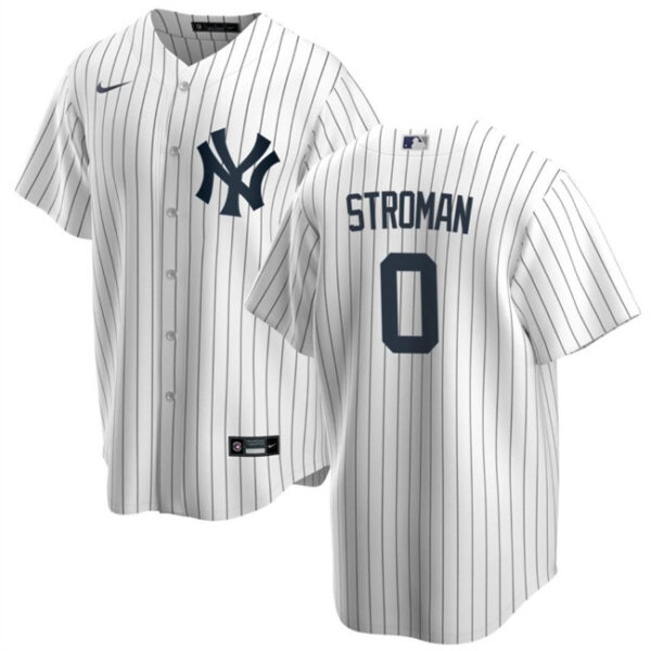 Men New York Yankees #0 Marcus Stroman White Cool Base Stitched Baseball Jersey