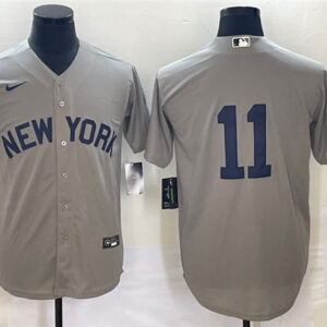 Men New York Yankees #11 Anthony Volpe Gray Cool Base Stitched Baseball Jersey