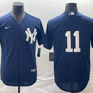 Men New York Yankees #11 Anthony Volpe Navy Cool Base Stitched Baseball Jersey