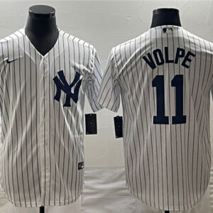 Men New York Yankees #11 Anthony Volpe White Cool Base Stitched Baseball Jersey