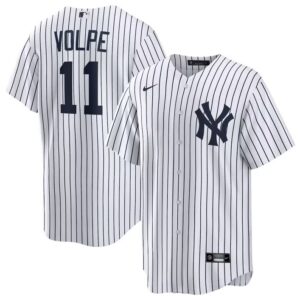 Men New York Yankees #11 Anthony Volpe White Cool Base Stitched Baseball Jersey