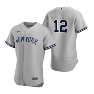 Men New York Yankees #12 Isiah Kiner-Falefa Grey Flex Base Stitched Jersey