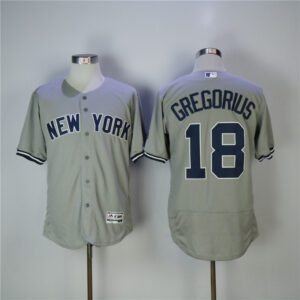 Men New York Yankees #18 Didi Gregorius Gray Cool Base Stitched MLB Jersey