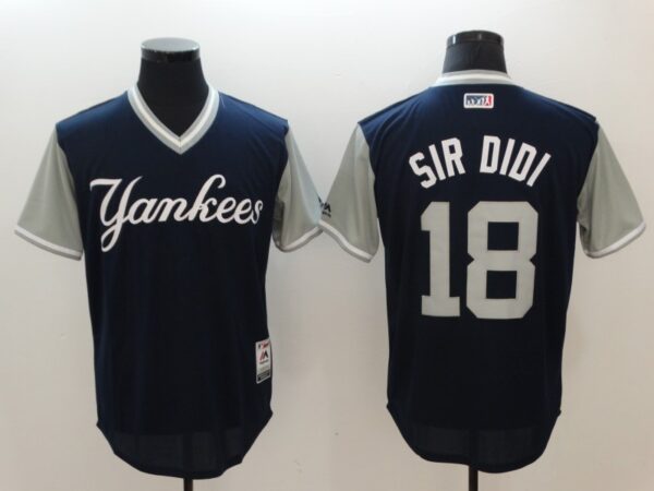 Men New York Yankees #18 Didi Gregorius Sir Didi Majestic Navy 2017 Players Weekend Stitched MLB Jersey