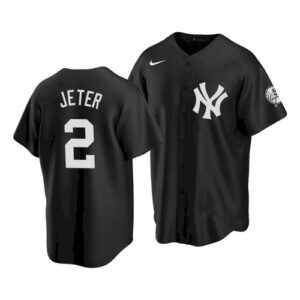 Men New York Yankees #2 Derek Jeter 2021 Black Cool Base Stitched Baseball Jersey