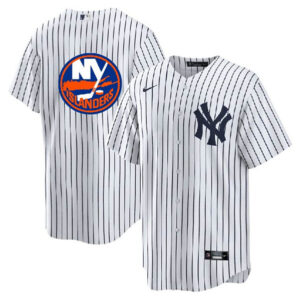 Men New York Yankees & Islanders White Cool Base Stitched Jersey