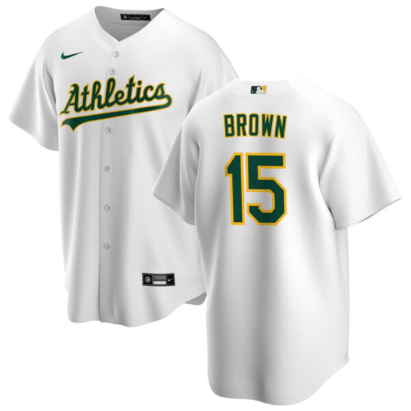 Men Oakland Athletics #15 Seth Brown White Cool Base Stitched Jersey