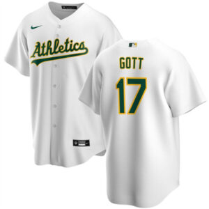 Men Oakland Athletics #17 Trevor Gott White Cool Base Stitched Jersey