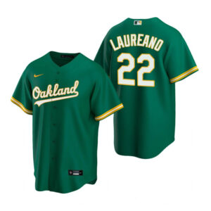 Men Oakland Athletics #22 Ramón Laureano Green Cool Base Stitched Jersey