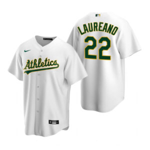 Men Oakland Athletics #22 Ramón Laureano White Cool Base Stitched Jersey