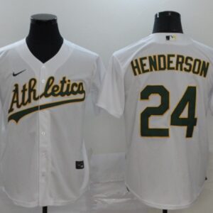 Men Oakland Athletics #24 Rickey Henderson White Cool Base Stitched MLB Jersey