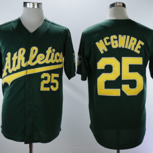 Men Oakland Athletics #25 Mark McGwire Green Throwback Stitched MLB Jersey