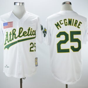 Men Oakland Athletics #25 Mark McGwire White 1989 Throwback Stitched MLB Jersey