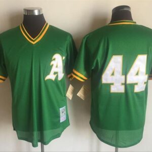 Men Oakland Athletics #44 Reggie Jackson Mitchell & Ness Green 1987 Throwback Stitched MLB Jersey