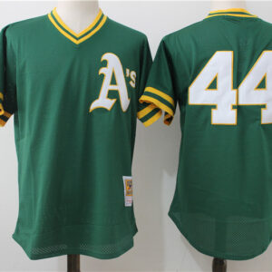 Men Oakland Athletics #44 Reggie Jackson Mitchell & Ness Green Cooperstown Mesh Batting Practice Stitched MLB Jersey