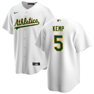 Men Oakland Athletics #5 Tony Kemp White Cool Base Stitched Jersey