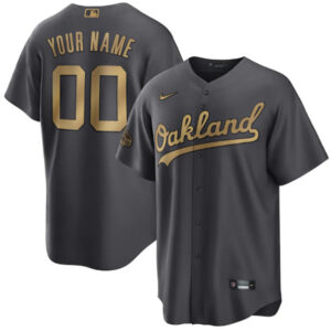 Men Oakland Athletics Active Player Custom Charcoal 2022 All-Star Cool Base Stitched Baseball Jersey