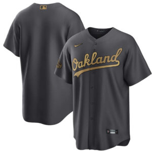 Men Oakland Athletics Blank Charcoal 2022 All-Star Cool Base Stitched Baseball Jersey