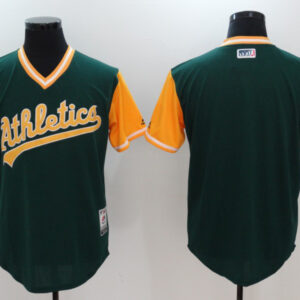 Men Oakland Athletics Majestic Green/Yellow 2018 Players' Weekend Team Jersey