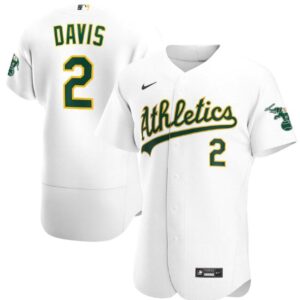 Men Oakland Athletics White #2 Khris Davis Flex Base MLB StitchedJersey