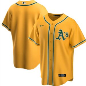 Men Oakland Athletics Yellow Blank Cool Base Stitched MLB Jersey