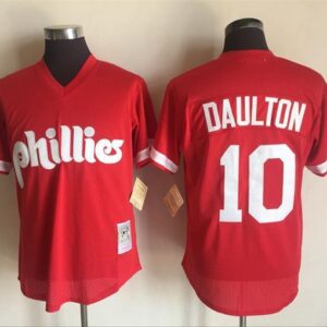 Men Philadelphia Phillies #10 Darren Daulton Red 1991 Throwback Stitched MLB Jersey