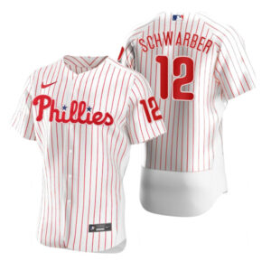 Men Philadelphia Phillies #12 Kyle Schwarber 2021 White Flex Base Stitched Baseball Jersey