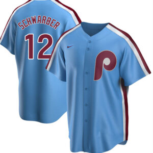 Men Philadelphia Phillies #12 Kyle Schwarber Blue Cool Base Stitched Jersey