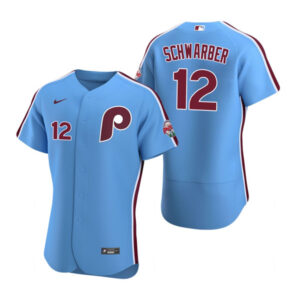 Men Philadelphia Phillies #12 Kyle Schwarber Blue Flex Base Stitched Baseball Jersey