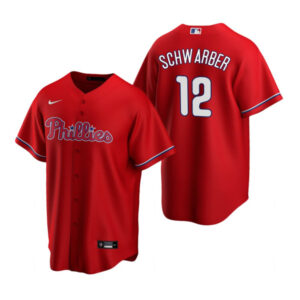 Men Philadelphia Phillies #12 Kyle Schwarber Red Cool Base Stitched Jersey