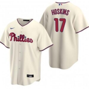 Men Philadelphia Phillies #17 Rhys Hoskins Cream Cool Base Stitched Baseball Jersey