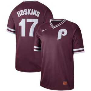 Men Philadelphia Phillies #17 Rhys Hoskins Maroon Cooperstown Collection Legend Stitched MLB Jersey