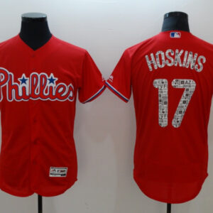 Men Philadelphia Phillies #17 Rhys Hoskins Red 2018 Spring Training Flexbase Stitched MLB Jersey