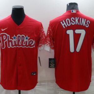 Men Philadelphia Phillies #17 Rhys Hoskins Red City Connect Cool Base Stitched Jersey