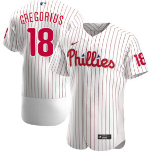 Men Philadelphia Phillies #18 Didi Gregorius White Flex Base Stitched Baseball Jersey