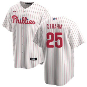 Men Philadelphia Phillies #25 Matt Strahm White Cool Base Stitched Baseball Jersey