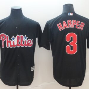 Men Philadelphia Phillies #3 Bryce Harper Black Cool Base Stitched MLB Jersey