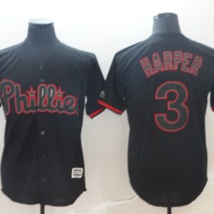 Men Philadelphia Phillies #3 Bryce Harper Black Shadow Cool Base Stitched MLB Jersey