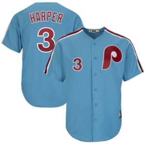 Men Philadelphia Phillies #3 Bryce Harper Blue Throwback Stitched MLB Jersey